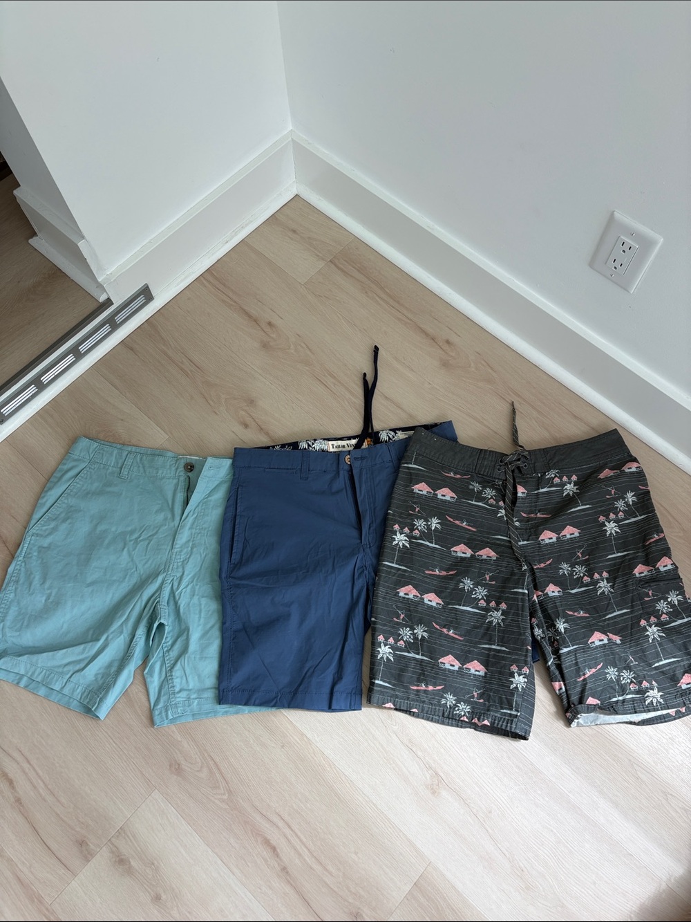 Men's Casual Shorts - Blue, Light Blue, Black Floral